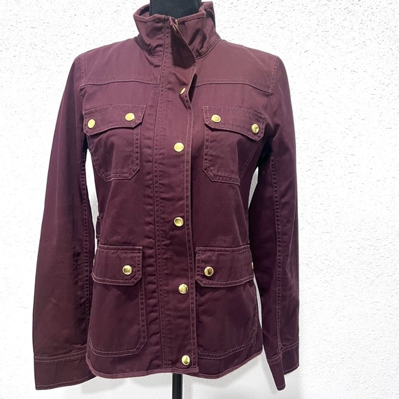J. Crew burgundy Utility Jacket S - Picture 2 of 9